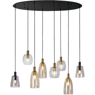 Searchlight Lampadario Classico Divine Acciaio Nero Vetro 8 Luci E14
