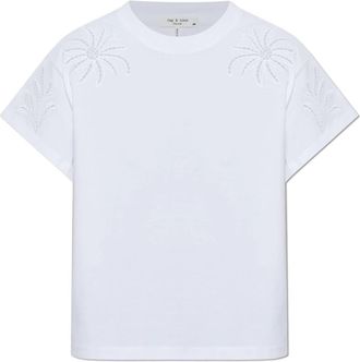 Rag & Bone T-shirt met opengewerkte details - Dames - T-shirts - Wit - S - Katoen - Tops