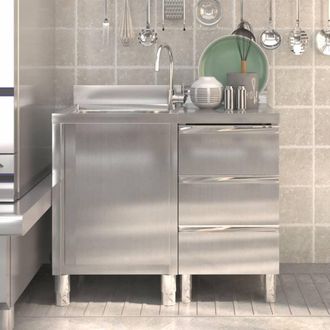 vidaXL Vidaxl - Armarios De Cocina Comerciales 2 Piezas De Acero Inoxidable