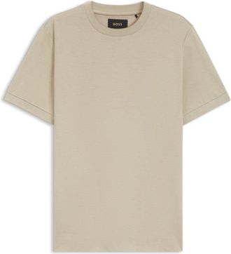 BOSS Lux cotton T-shirt with fine-line collar