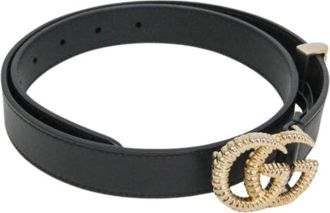 Gucci Pre-owned Torsion Double G 524103 - Dames - Vintage Accessoires - Zwart - ONE Size - Leer - Vintage