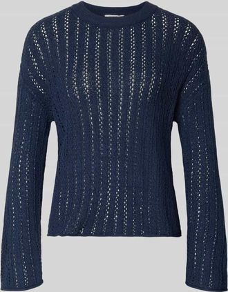 Tom Tailor Denim Comfort Fit Strickpullover im Semitransparenter Optik in Marine, Gr&ouml;&szlig;e XS
