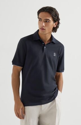 Brunello Cucinelli Piqu&eacute; polo shirt in Navy Blue at Nordstrom, Size Xxx-Large Eu