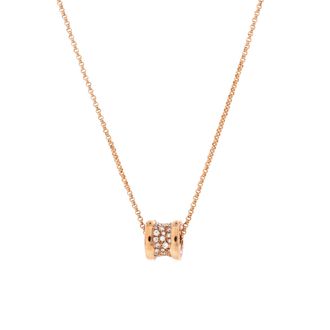 Bulgari B. Zero1 Pendant Necklace 18K Rose Gold with Pave Diamonds Mini