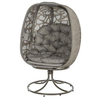 OUTSUNNY Foldable Egg Chair with Cushions - Indoor Outdoor Swivel Lounger - Sand - Sand brown | TJ Hughes