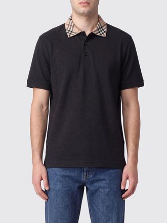 Burberry Polo in cotone con colletto check e logo EKD ricamato