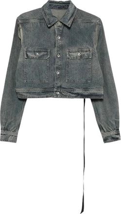 Rick Owens Cape Mouw Cropped Overshirt - Dames - Spijkerjassen - Blauw - M - Katoen - Jassen