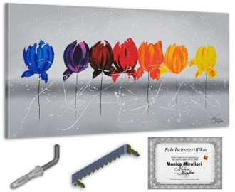 OEM Monica Mirafiori I 100% Dipinto A Mano I Quadro Papavero Arcobaleno 140x70cm Quadro Dipinto A Mano Quadro Acrilico Quadro Acrilico Molto Grande I Arte