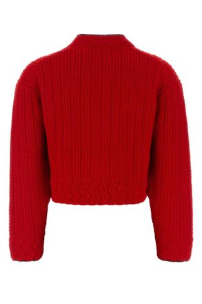 Chlo&eacute; Embroidered Wool-Blend Cardigan - Red