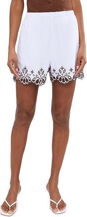 Madewell Embroidered Pull-On Shorts in Poplin Womens Shorts White : XL (Womens 14-16), Cotton