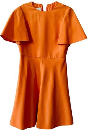 Valentino Garavani Valentino Orange Fluted Sleeve Mini Dress Size S