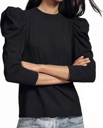 Nation Ltd Zeta Snap Back Mock Neck Tee In Jet Black