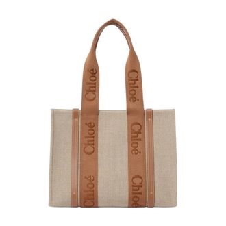 Chlo&eacute; Tassen, Dames, Grijs, ONE Size, Katoen, Woody Medium Tote Bag