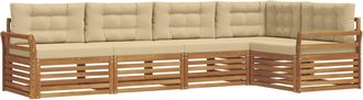 vidaXL Conjunto De Sof&aacute;s De Exterior 5 Uds. Natural Y Beige Vidaxl