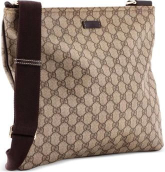 Gucci GG gecoate canvas crossbodytas met rits - Bruin