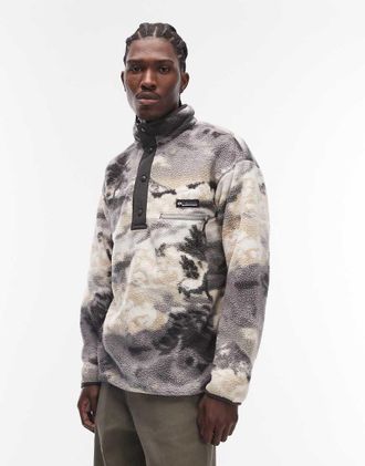 Columbia Helvetia II - Pile grigio con abbottonatura parziale e stampa