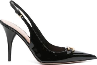 Valentino Garavani 90mm The Bold Edition VLogo pumps - women - Patent Calf Leather/Calf Leather/Calf Leather - 36.5 - Black
