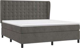 vidaXL Vidaxl - Cama Box Spring Con Colch&oacute;n Terciopelo Gris Oscuro 180x200 Cm