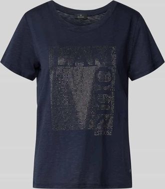 Monari T-Shirt mit Ziersteinbesatz und Rundhalsausschnitt in Marine, Gr&ouml;&szlig;e 34