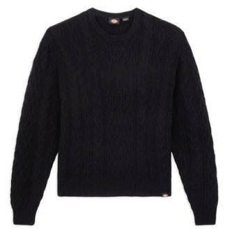 Dickies Round-neck Knitwear, male, Black, Size: L Script Cable Sweater