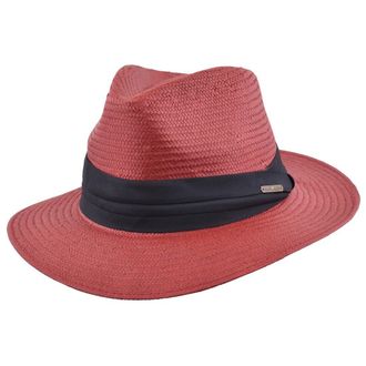 Maz Accessoires Unisex Paper Straw Crushable Foldable Summer Panama Fedora Hat with Band and Adjustable Sweatband (Medium(57cm), Wine)