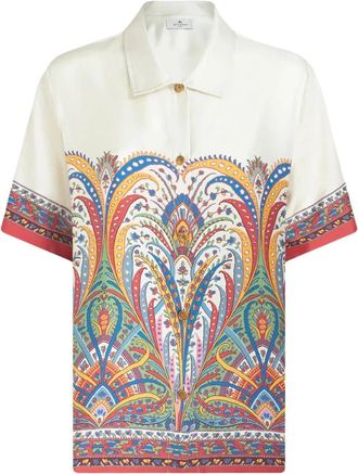 Etro Casual Zijden Shirt met Korte Mouwen - Dames - Overhemden - Veelkleurig - L - Overhemden