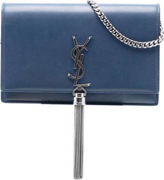 Saint Laurent Pre-owned Cross Body Bags, female, Blue, Size: ONE SIZE Pre-owned Chain Detail Wallet