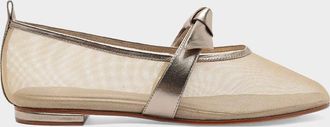 Alexandre Birman Clarita Metallic Mesh Ballerina Flats