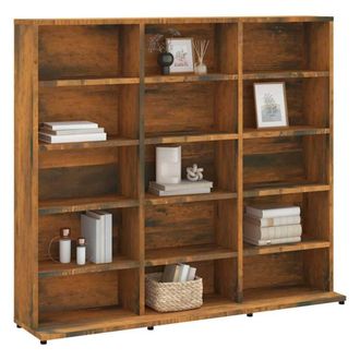 Berkfield Home Sturdy CD Cabinet Smoked Oak 102x23x89.5 cm Engineered Wood in Brown
