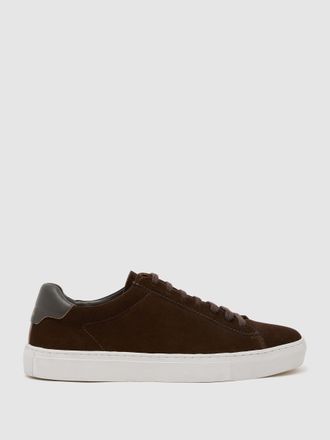 Reiss Chocolate Brown Finley Leather Low-top Trainers, X15