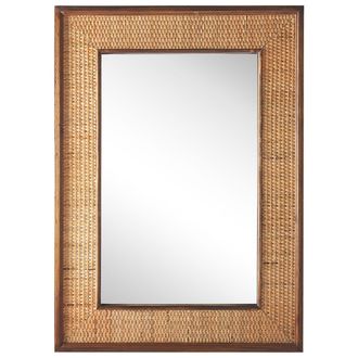 Beliani Beliani - Espejo De Pared Madera Clara Rectangular 54 X 74 Cm Madera Maciza Marco De Abeto Hecho A Mano Tejido Boho Moderno Iguala