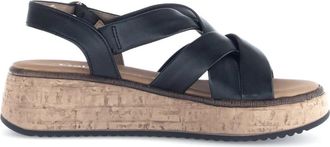 Gabor Zwarte Sleehak Sandalen - Dames - Sleehakken - Zwart - 36 EU - Leer - Schoenen