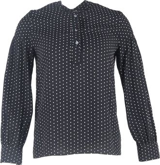 A.P.C. A. P.C. Polka Dot Long Sleeve Blouse in Black Silk