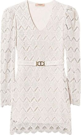 Twin-Set Abito corto in macramé - Toni neutri