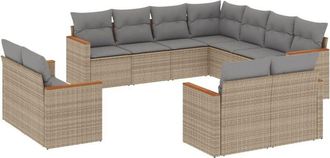 vidaXL Set De Sof&aacute;s De Jard&iacute;n 11pzas Con Cojines Rat&aacute;n Sint&eacute;tico Beige Vidaxl