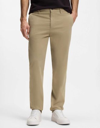 HUGO BOSS Mens BOSS Orange Mens Tapered-Fit Chinos in Stretch-Cotton Satin - Light/Pastel Brown 239 - Tan - Size: W34 l32