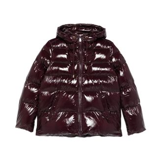 Pinko Winter Jackets, female, Red, Size: XS Quilted Purple Hooded Coat