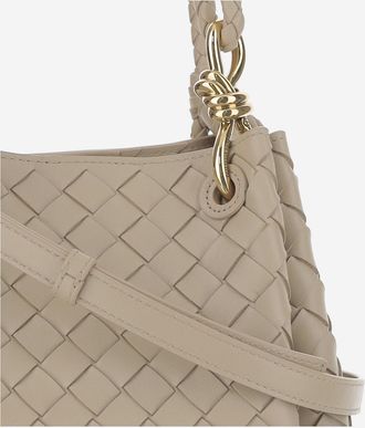 Bottega Veneta Womens Small Parachute Lambskin Shoulder Bag Beige Leather