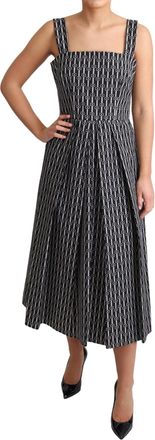 Dolce & Gabbana Black White Pattern Cotton A-Line Womens Dress