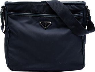Prada Pre-owned Prada Saffiano Trimmed Tessuto Zip Top Crossbody Ladies LFF0FNDE655NDZ7W