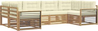 vidaXL Conjunto De Sof&aacute;s De Exterior 6 Uds. Blanco Y Crema Vidaxl