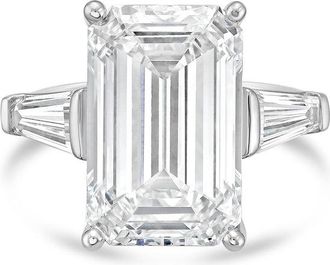 Diana M. Jewels Platinum 10.00 ct tw Emerald Cut with two Long Baguettes on the side Engagement Ring (Single Claw)