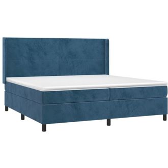 vidaXL Cama Box Spring Colch&oacute;n Y Led Terciopelo Azul Oscuro 200x200 Cm Vidaxl