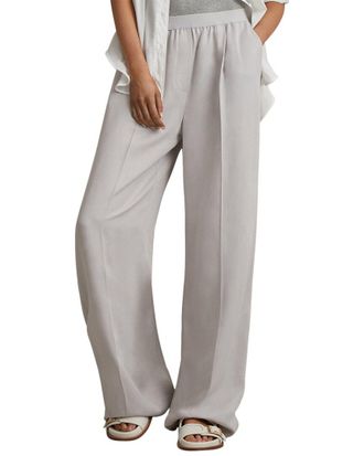 Reiss Vera Waistband Linen-Blend Wide Leg Trouser