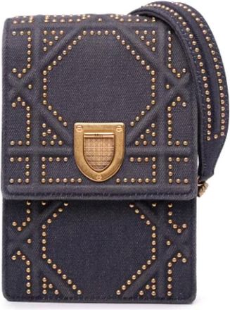 Dior Pre-owned Cross Body Bags, female, Gray, Size: ONE SIZE Pre-owned Denim crossbody-bags