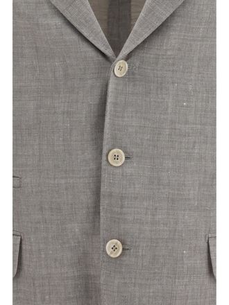 Brunello Cucinelli Mens Jacket Chevron Linen And Wool Light Brown