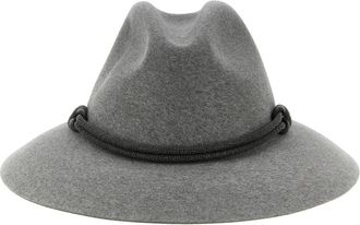 Brunello Cucinelli Felt Fedora met Monili Band - Dames - Hoeden - Grijs - M - Wol - Accessoires
