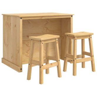 vidaXL Juego De Isla De Cocina 3 Pcs Cera De Miel Pino Macizo Vidaxl