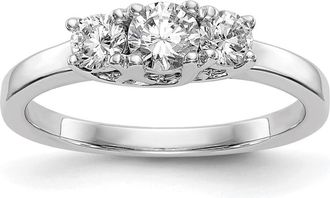 Diamond2Deal 14k Gold Lab Grown Diamond 3-Stone Band Ring 0.54Ct Clarity- VS Color- G-H