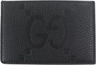 Gucci Pre-owned Wallets, male, Black, Size: ONE SIZE Pre-owned Jumbo GG Leather Card Case